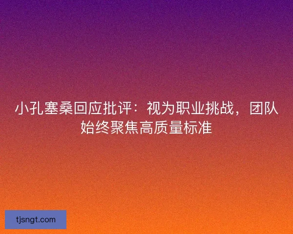小孔塞桑回应批评：视为职业挑战，团队始终聚焦高质量标准