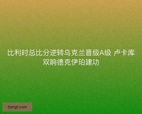 比利时总比分逆转乌克兰晋级A级 卢卡库双响德克伊珀建功