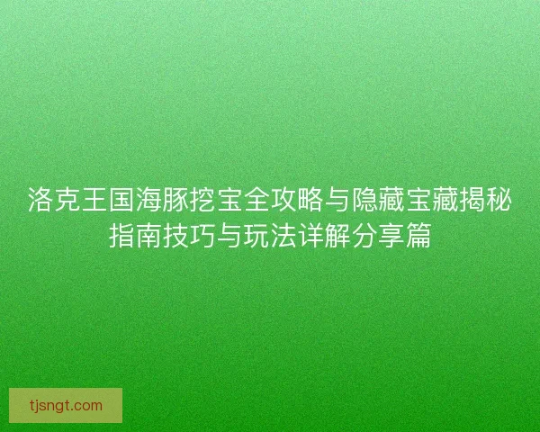 洛克王国海豚挖宝全攻略与隐藏宝藏揭秘指南技巧与玩法详解分享篇